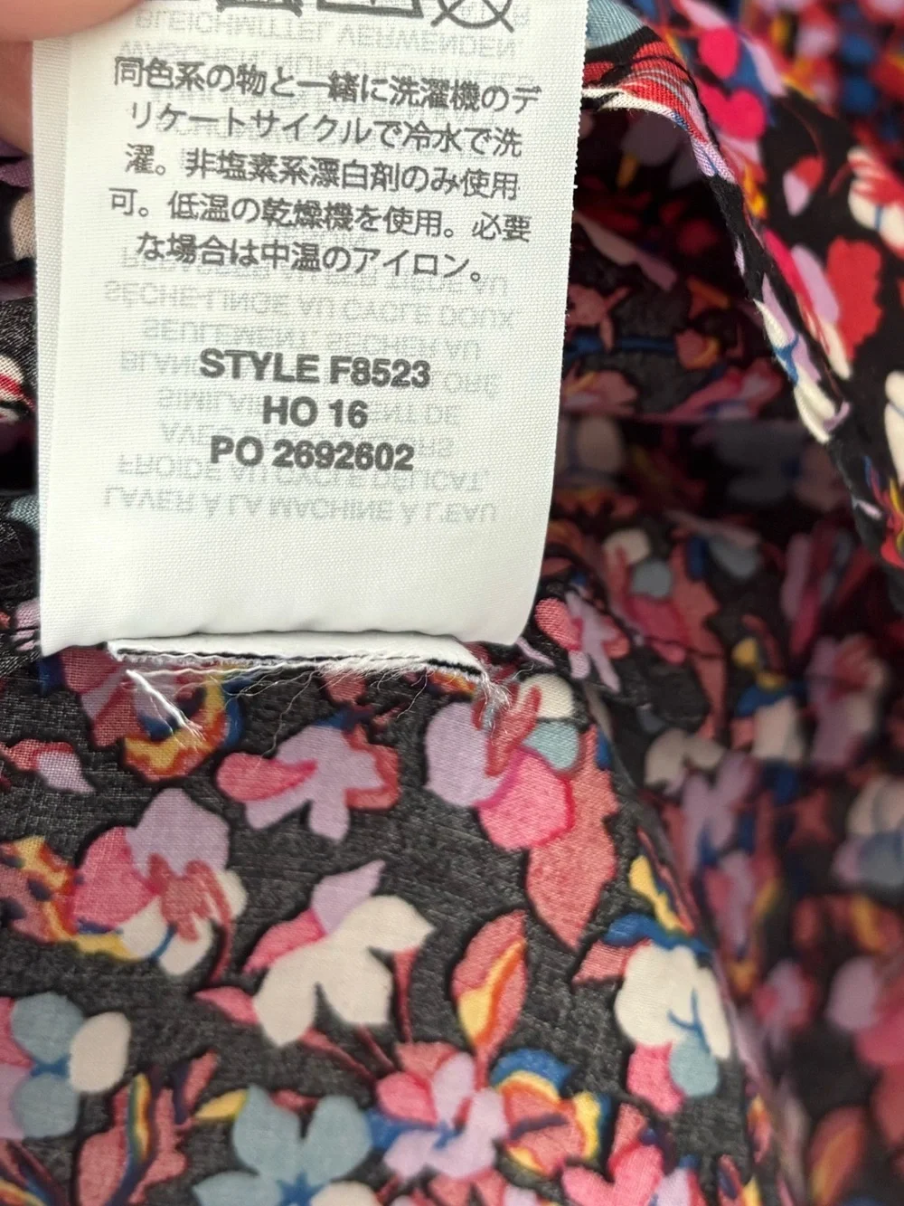 J. Crew Liberty Floral Print Sarah Button Down Front Neck Tie Preppy Black Pink